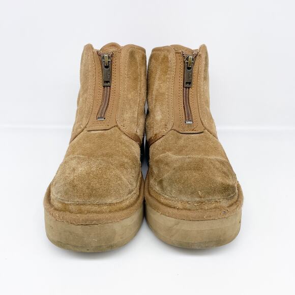 UGG Kid's Neumel Platform Suede Zip Boot Brown Suede Size 3 - Picture 2 of 10